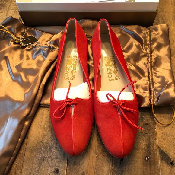 $SOLD$ SALVATORE FERRAGAMO Suede Tie Flats - Picture 2 of 8